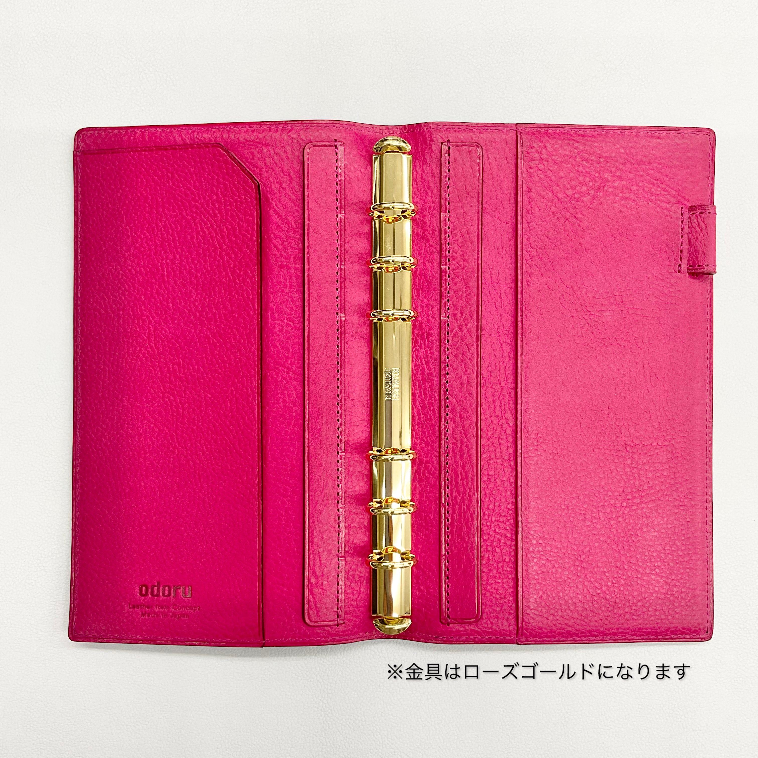 オールリネア ヴァスカ ボックス<br>バイブルコンパクト 16mm ノート<br>可動式ペンホルダー<br>ローズゴールドリング<br>odoru ✕ penotes